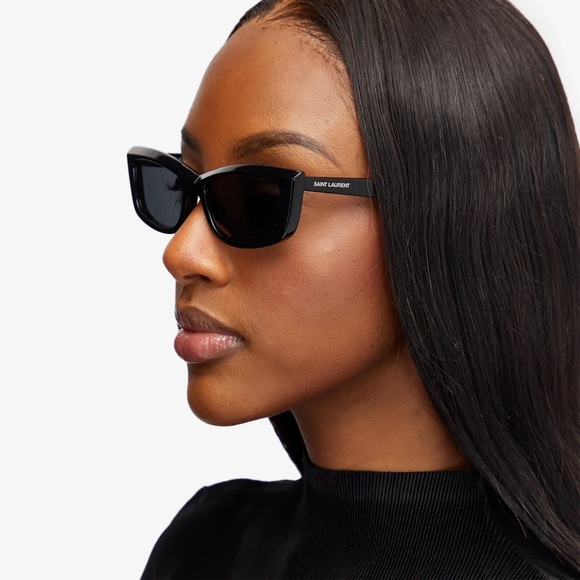 NEW SAINT LAURENT SL 658 001 SUNGLASSES SAINT LAURENT SL658 001 BLACK CAT EYE - Picture 4 of 6